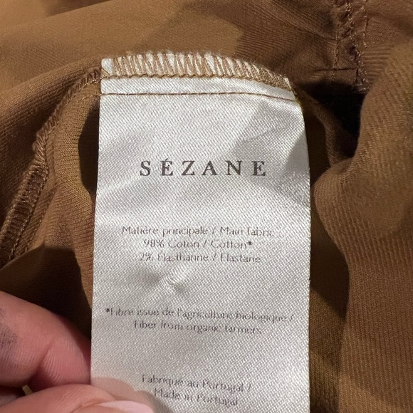 Sezane Theodora Tan Peplum Top Ribon Tie Front Size 36 - Picture 7 of 7